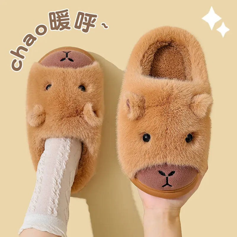 Brown Bear Fleece Lined Winter Slippers for Women - Image 5