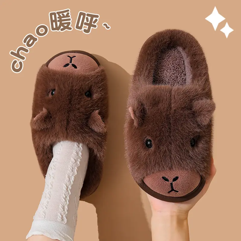 Brown Bear Fleece Lined Winter Slippers for Women - Image 6