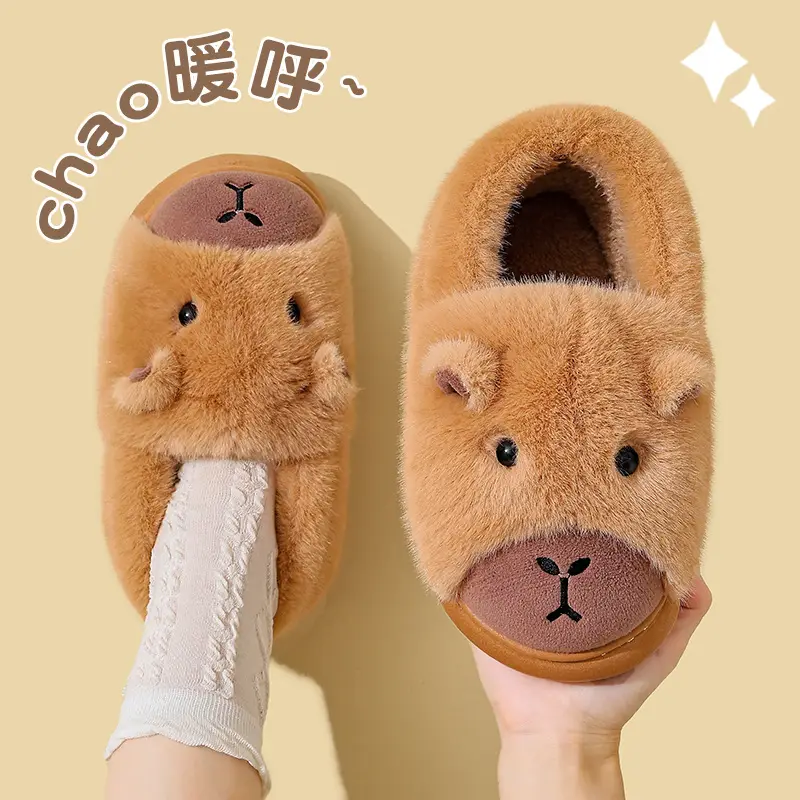Brown Bear Fleece Lined Winter Slippers for Women - Image 7