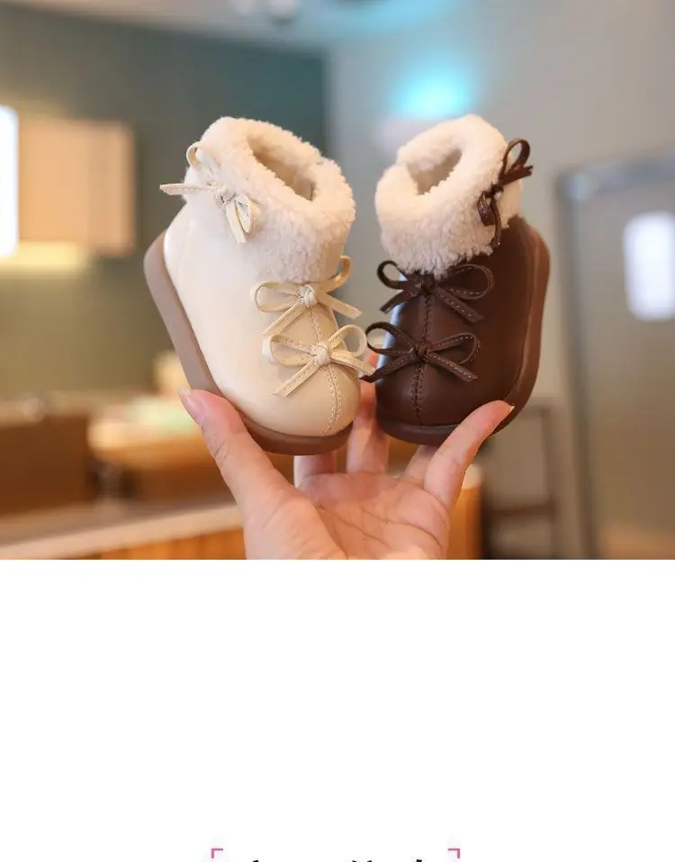 Baby Girl Fleece Lined Snow Boots Brown White — feature 3