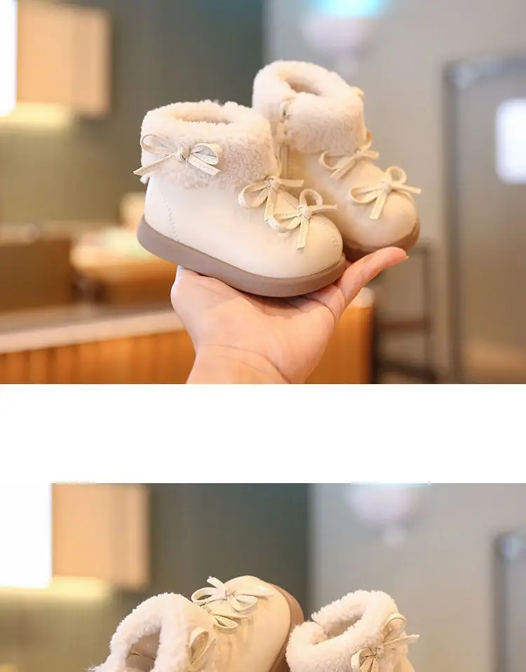 Baby Girl Fleece Lined Snow Boots Brown White — feature 9