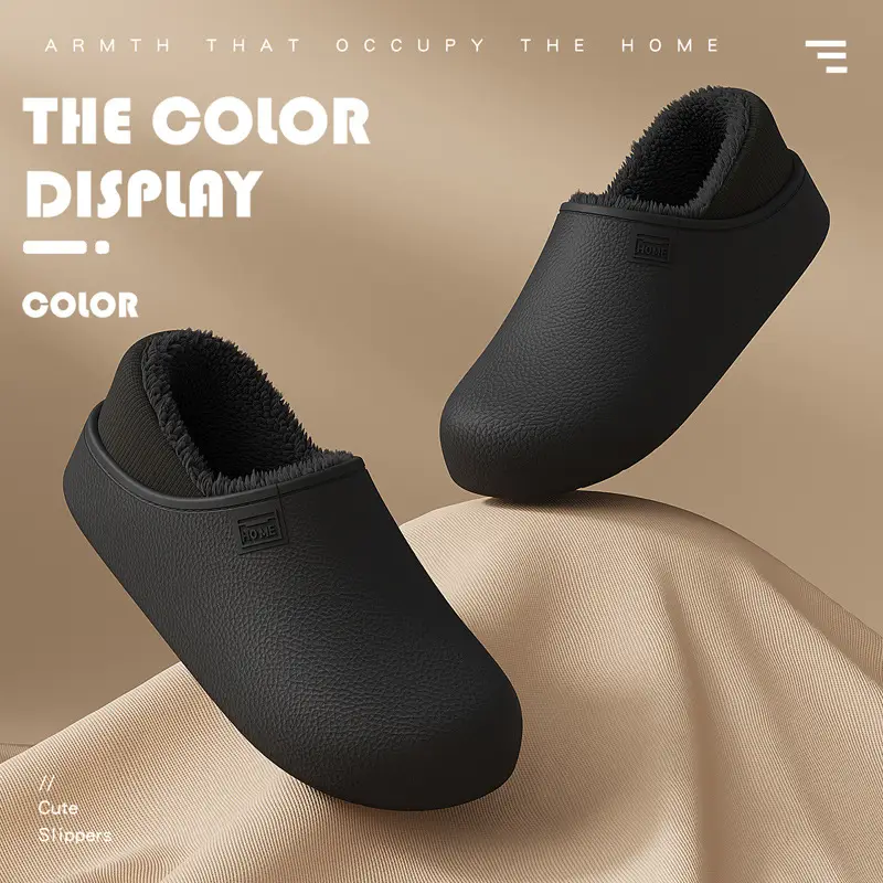 Waterproof Cotton Slippers for Women in Autumn and Winter Home Indoor Slippers Autumn and Winter Soft Sole Non-Slip Warm Bag Heel Cotton Shoes for Men Wholesale - Image 6