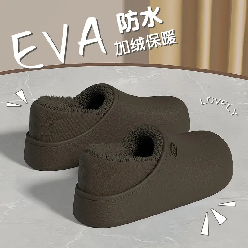 Waterproof Cotton Slippers for Women in Autumn and Winter Home Indoor Slippers Autumn and Winter Soft Sole Non-Slip Warm Bag Heel Cotton Shoes for Men Wholesale - Image 8