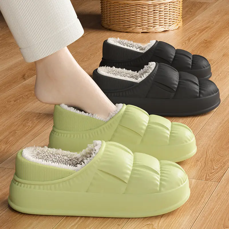 5 New Cotton Shoes for Women Winter Indoor Home Plush Warm Waterproof Non-Slip Closed Heel Outdoor Slippers for Men - Image 8