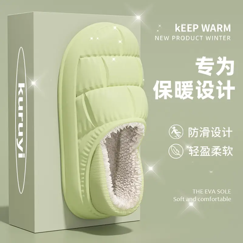 5 New Cotton Shoes for Women Winter Indoor Home Plush Warm Waterproof Non-Slip Closed Heel Outdoor Slippers for Men - Image 11