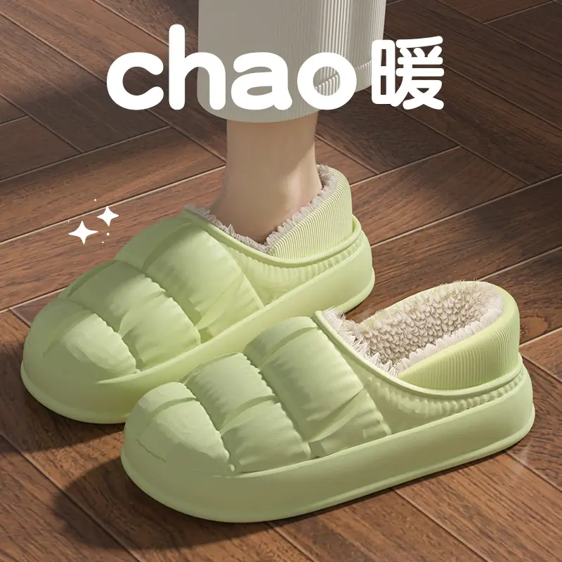 5 New Cotton Shoes for Women Winter Indoor Home Plush Warm Waterproof Non-Slip Closed Heel Outdoor Slippers for Men - Image 12