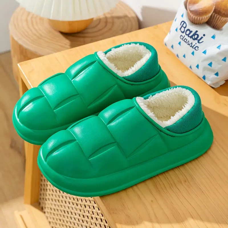 5 New Cotton Shoes for Women Winter Indoor Home Plush Warm Waterproof Non-Slip Closed Heel Outdoor Slippers for Men - Image 2
