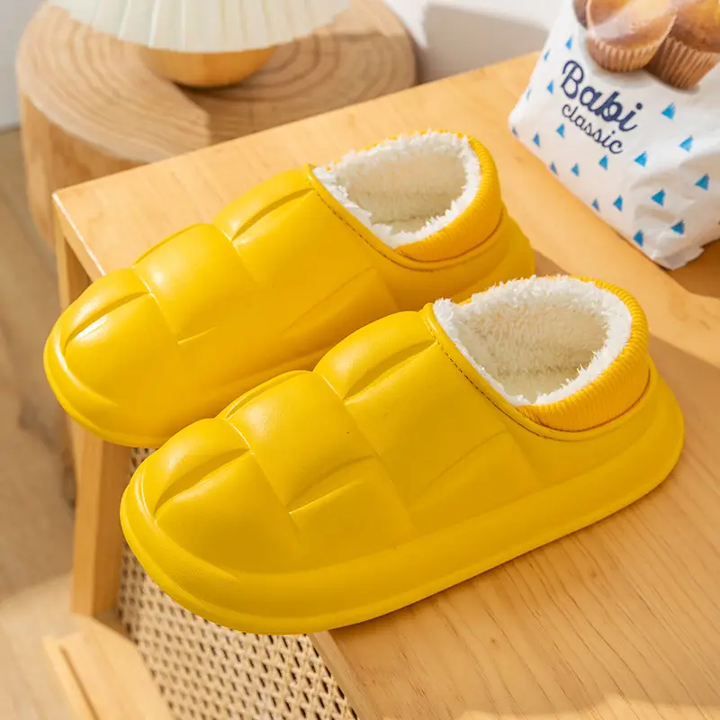 5 New Cotton Shoes for Women Winter Indoor Home Plush Warm Waterproof Non-Slip Closed Heel Outdoor Slippers for Men - Image 3