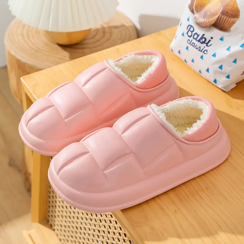 5 New Cotton Shoes for Women Winter Indoor Home Plush Warm Waterproof Non-Slip Closed Heel Outdoor Slippers for Men - Image 4