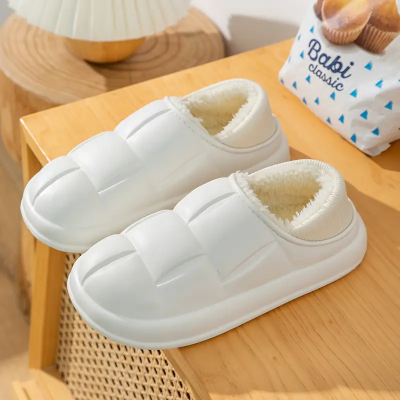 5 New Cotton Shoes for Women Winter Indoor Home Plush Warm Waterproof Non-Slip Closed Heel Outdoor Slippers for Men - Image 5