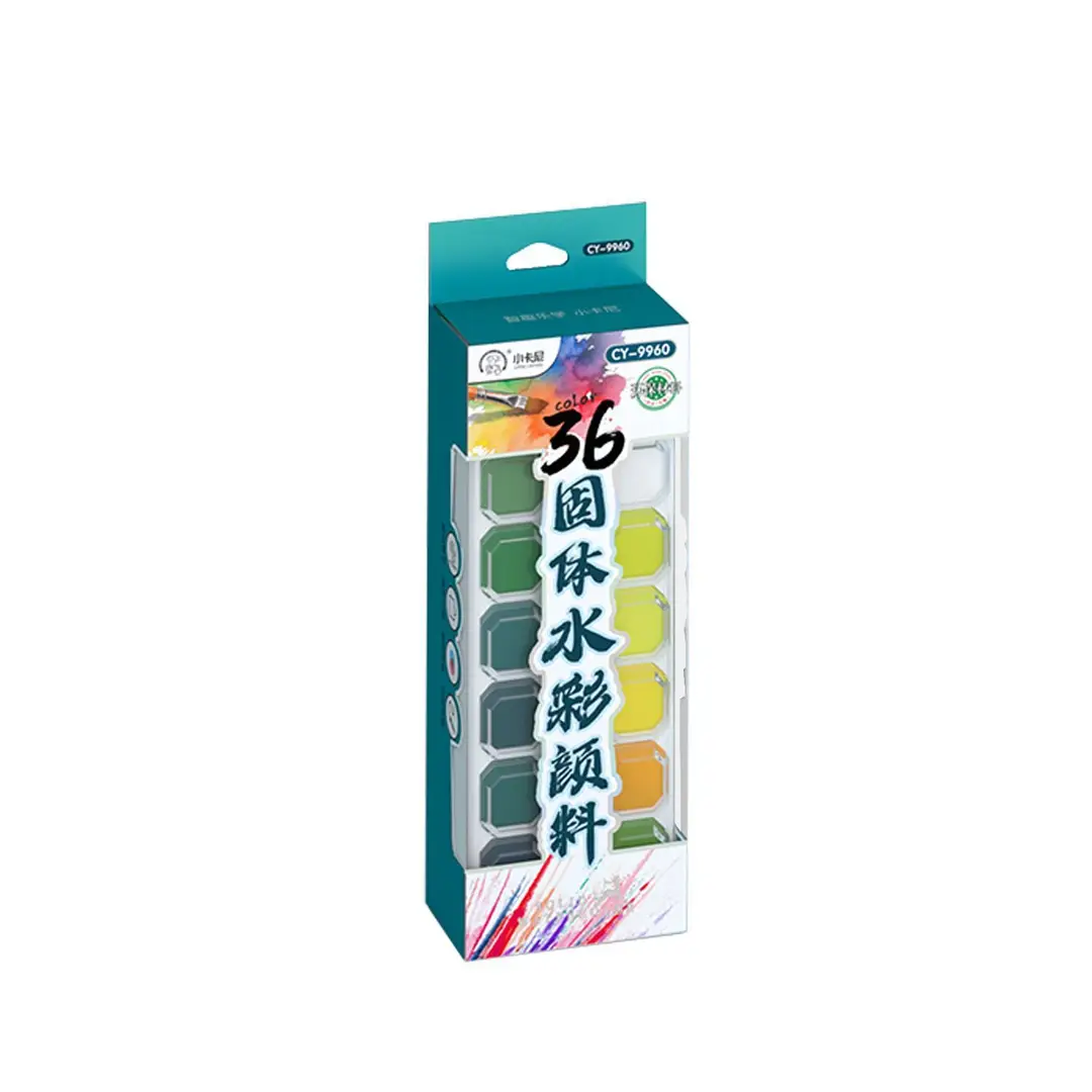 Solid Watercolor Paint Box, Acrylic Box, Portable Student Notebook, Travel Drawing Book, Color Mixing and Painting