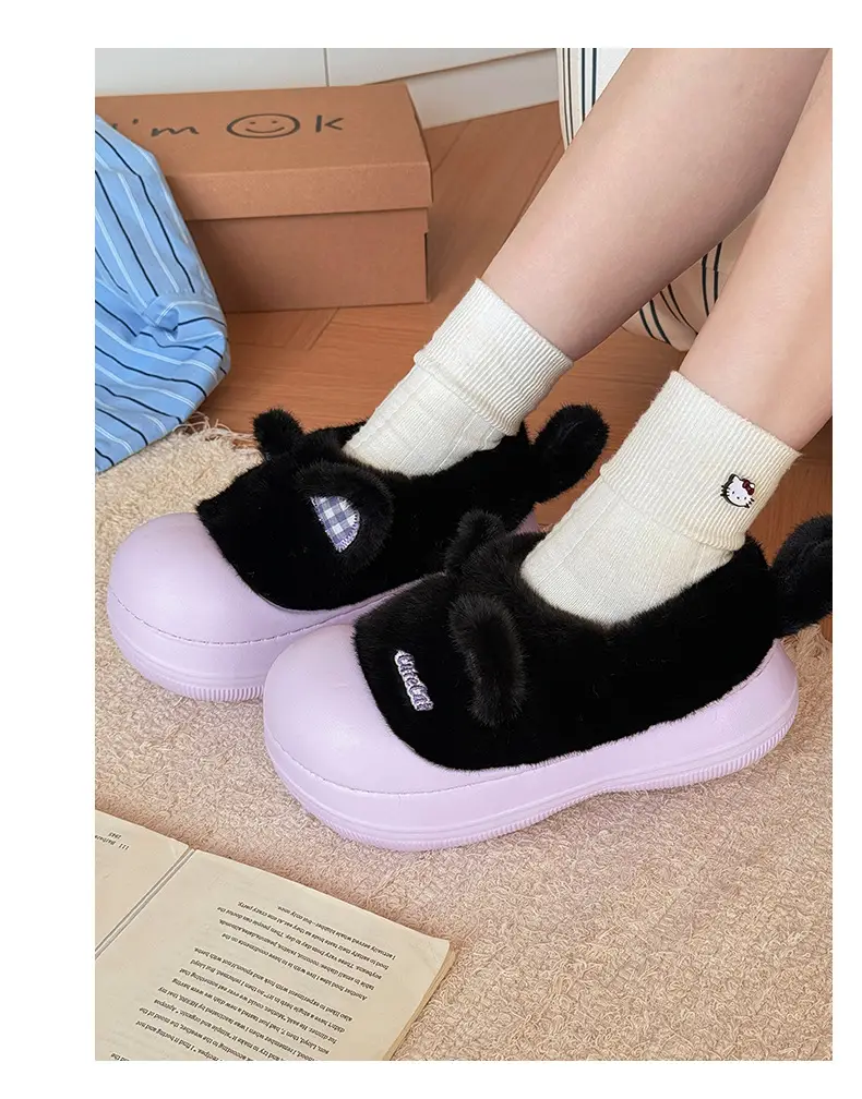 Nanbowan Soft Cat Ear Plush Shoes Winter Warm Cotton Slippers — feature 6