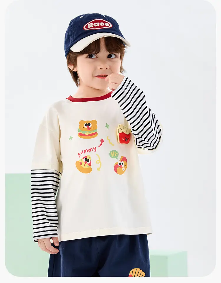 Duduia 7A Antibacterial Kids T-Shirt White Blue — feature 21