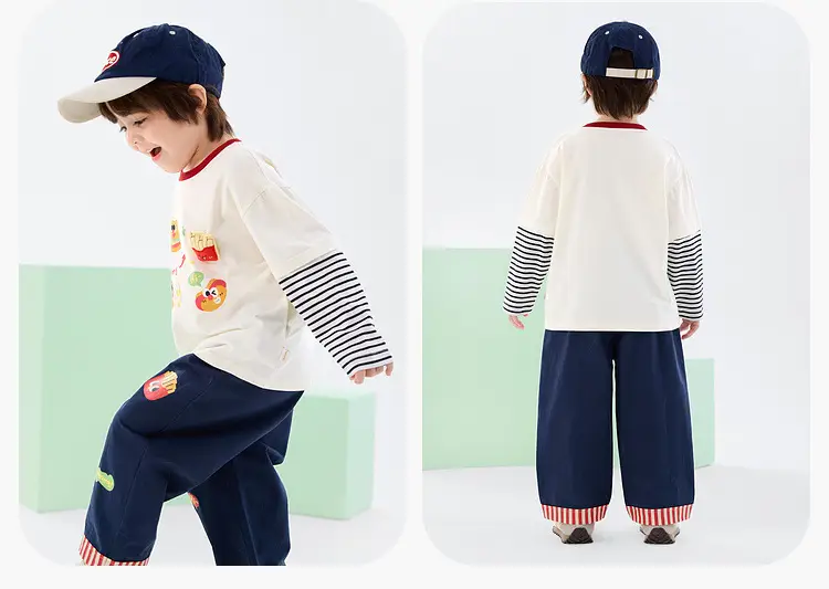 Duduia 7A Antibacterial Kids T-Shirt White Blue — feature 24