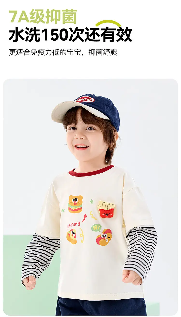 7A Antibacterial Kids T-Shirt Set White Blue — feature 4