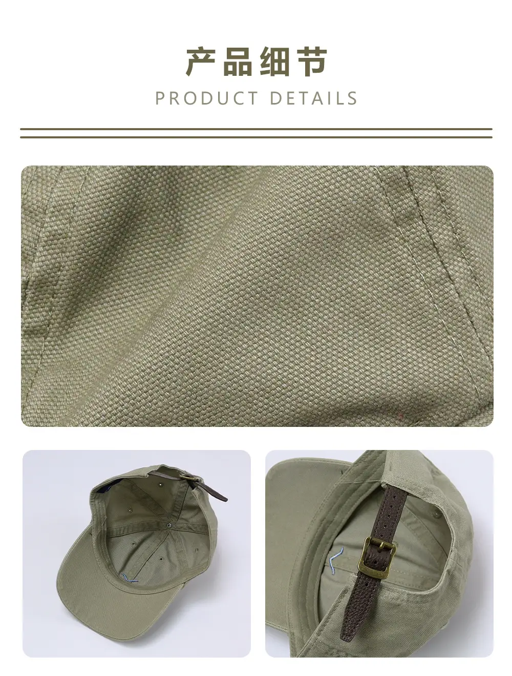 Olive Green Women's Adjustable Baseball Cap with Blue Logo — feature 6