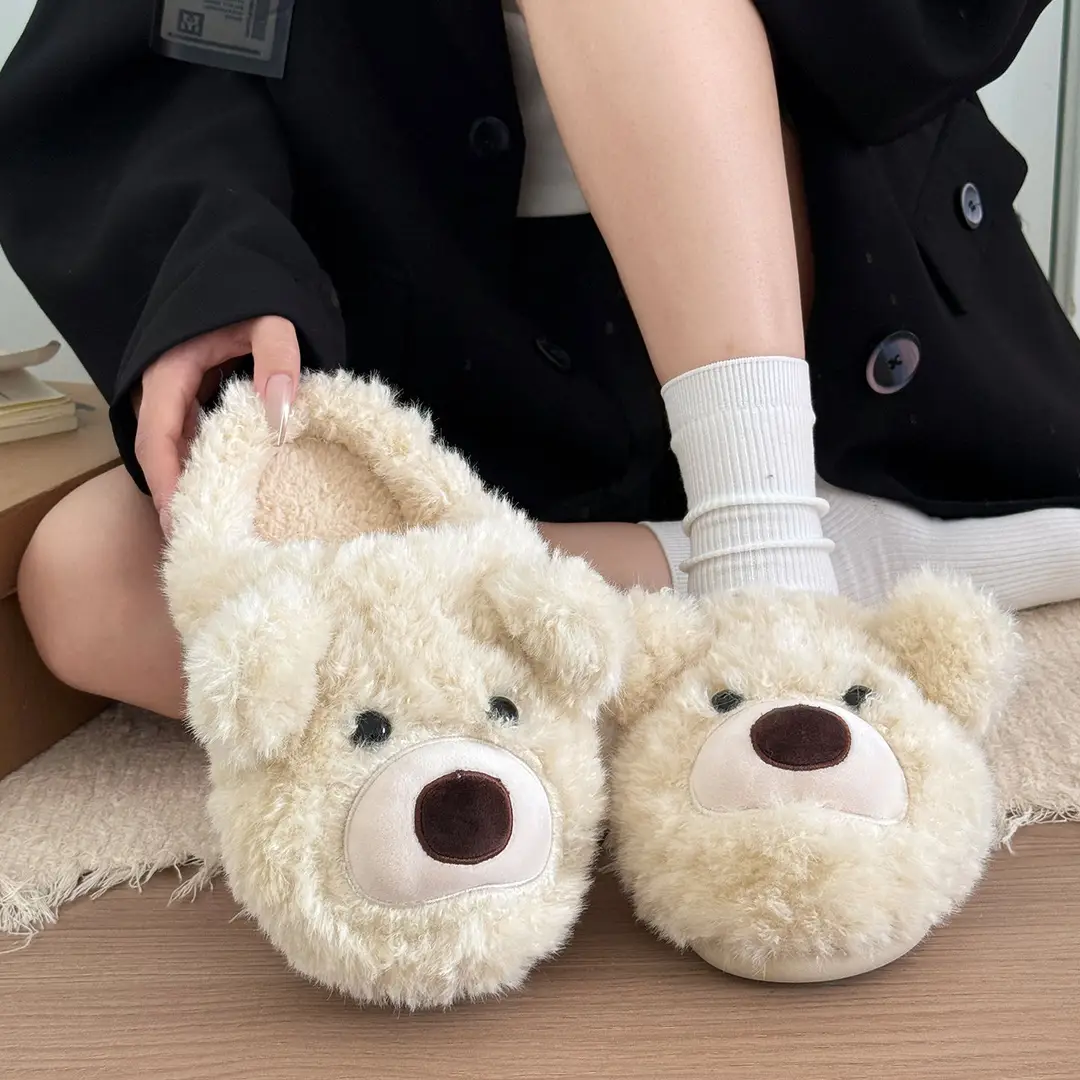 Little Bear Furry Slippers for Women, 2025 New Thick-Soled Warm Trendy Cotton Slippers, Cute Plush Cotton Shoes for Winter - Image 5
