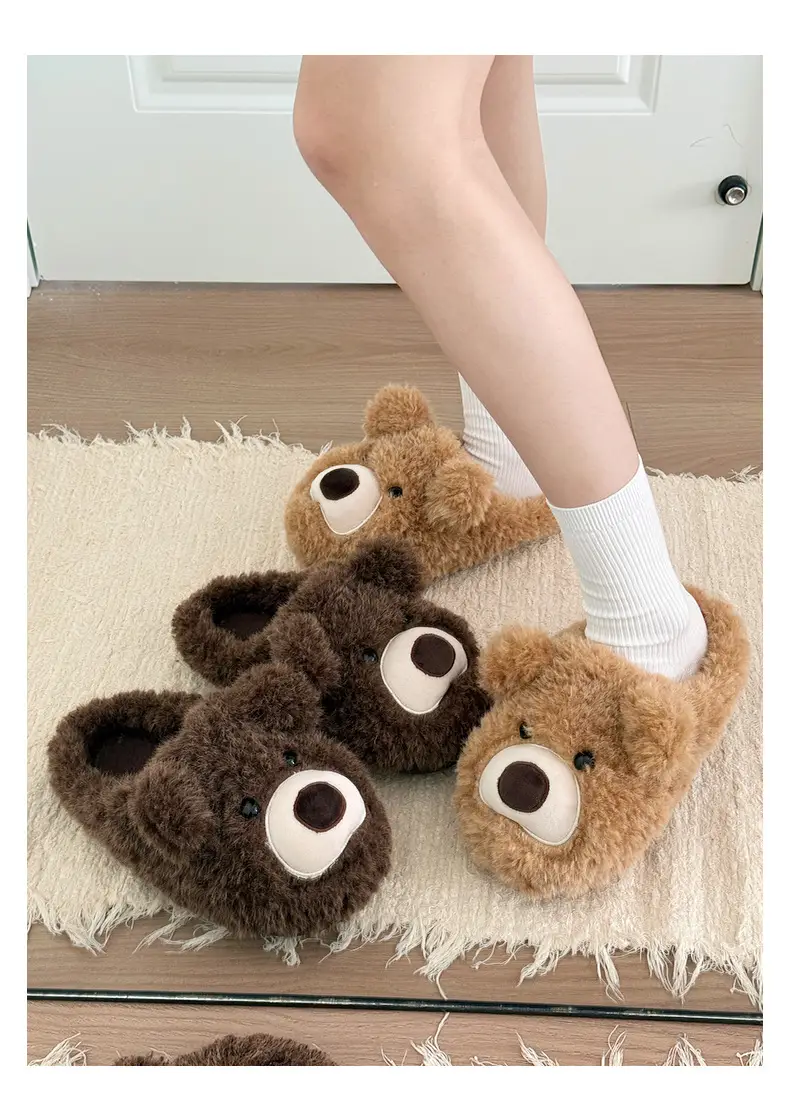 Little Bear Furry Slippers for Women, 2025 New Thick-Soled Warm Trendy Cotton Slippers, Cute Plush Cotton Shoes for Winter — feature 4