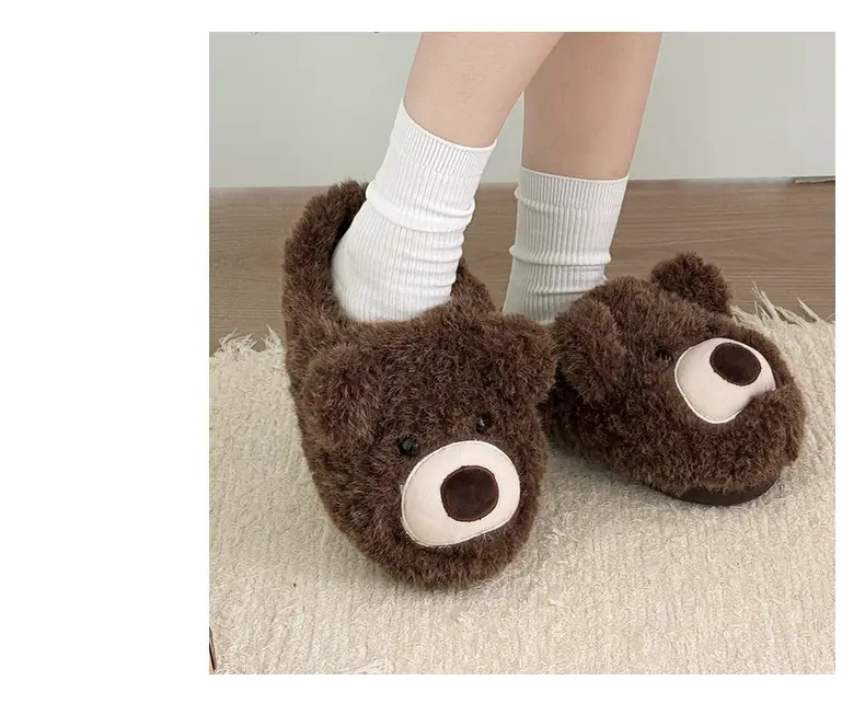 Little Bear Furry Slippers for Women, 2025 New Thick-Soled Warm Trendy Cotton Slippers, Cute Plush Cotton Shoes for Winter — feature 5