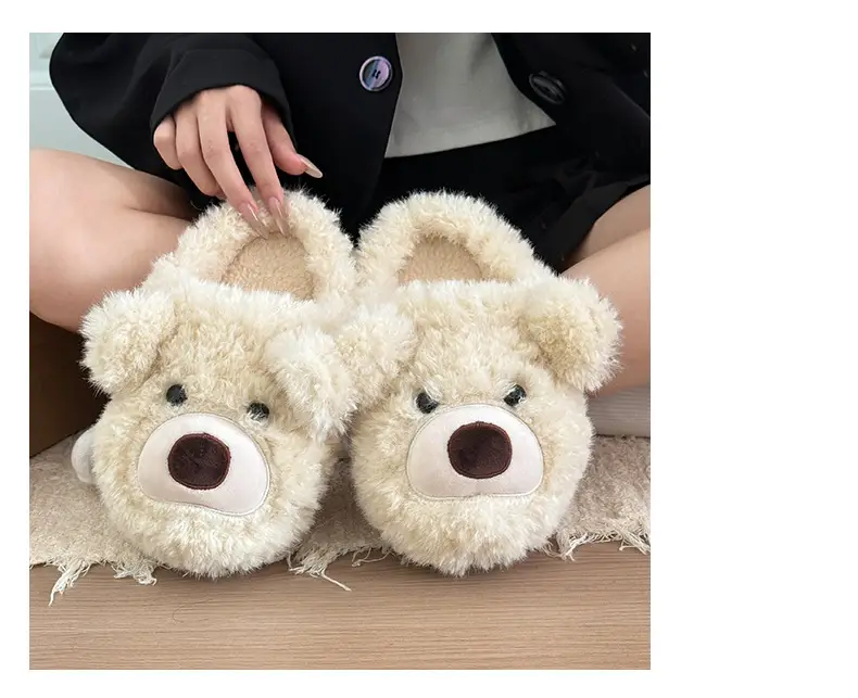 Little Bear Furry Slippers for Women, 2025 New Thick-Soled Warm Trendy Cotton Slippers, Cute Plush Cotton Shoes for Winter — feature 6