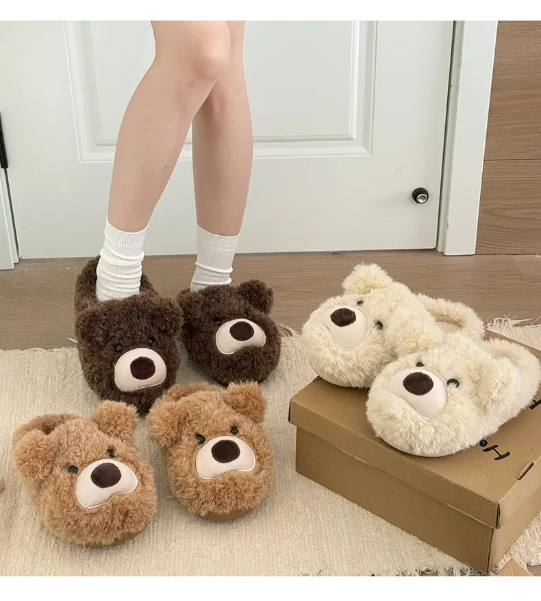 Little Bear Furry Slippers for Women, 2025 New Thick-Soled Warm Trendy Cotton Slippers, Cute Plush Cotton Shoes for Winter — feature 8