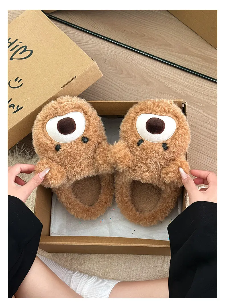 Little Bear Furry Slippers for Women, 2025 New Thick-Soled Warm Trendy Cotton Slippers, Cute Plush Cotton Shoes for Winter — feature 9