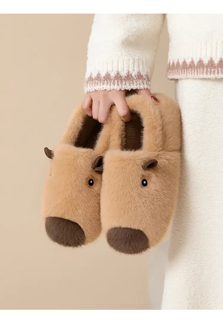 Kapibara Cotton Slippers for Women, Winter 2025 New Model, Indoor Home Plush Slippers with Heel Cover, Couple's Maternity Shoes for Men — feature 10