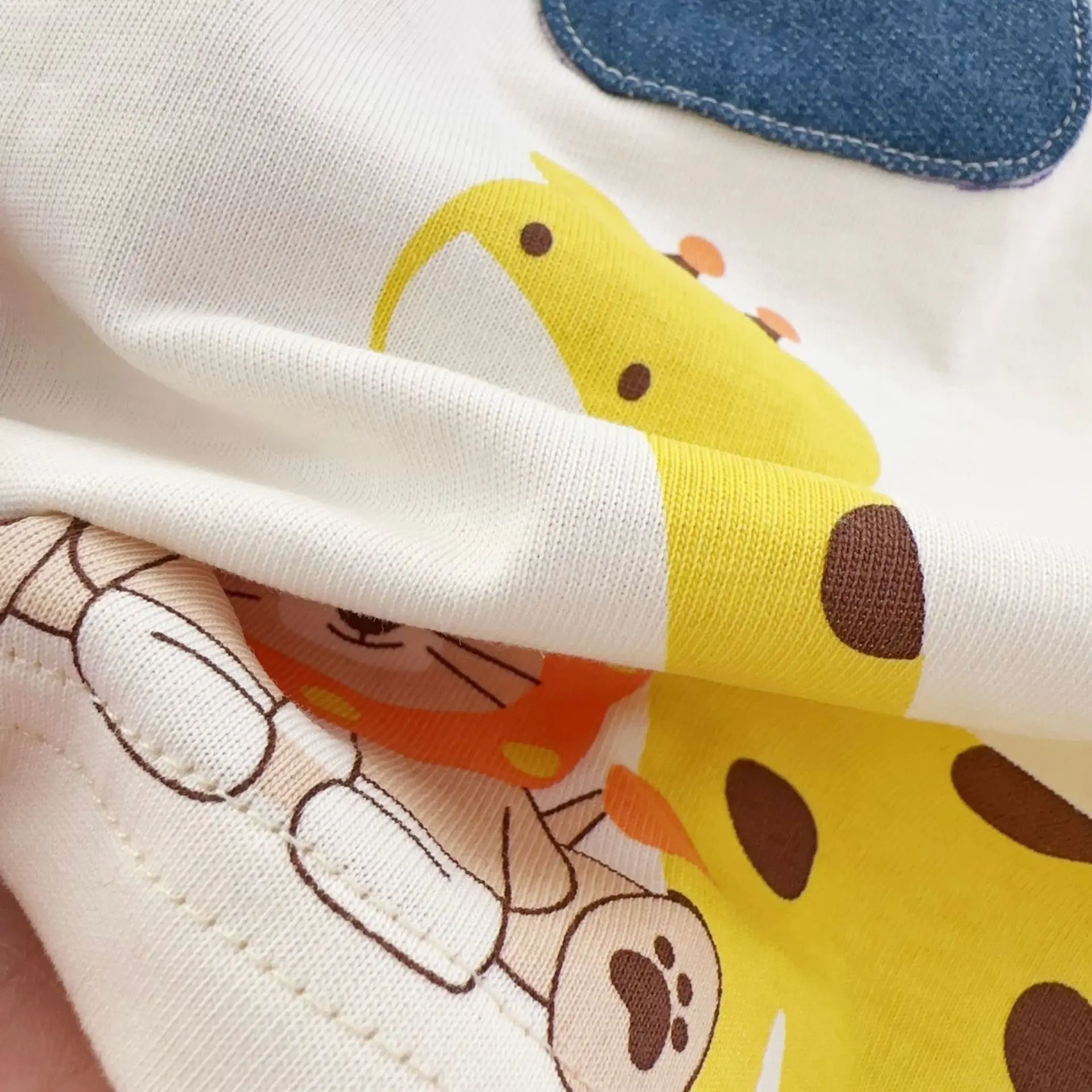 Beige Kids Long Sleeve T-Shirt with Animal Print