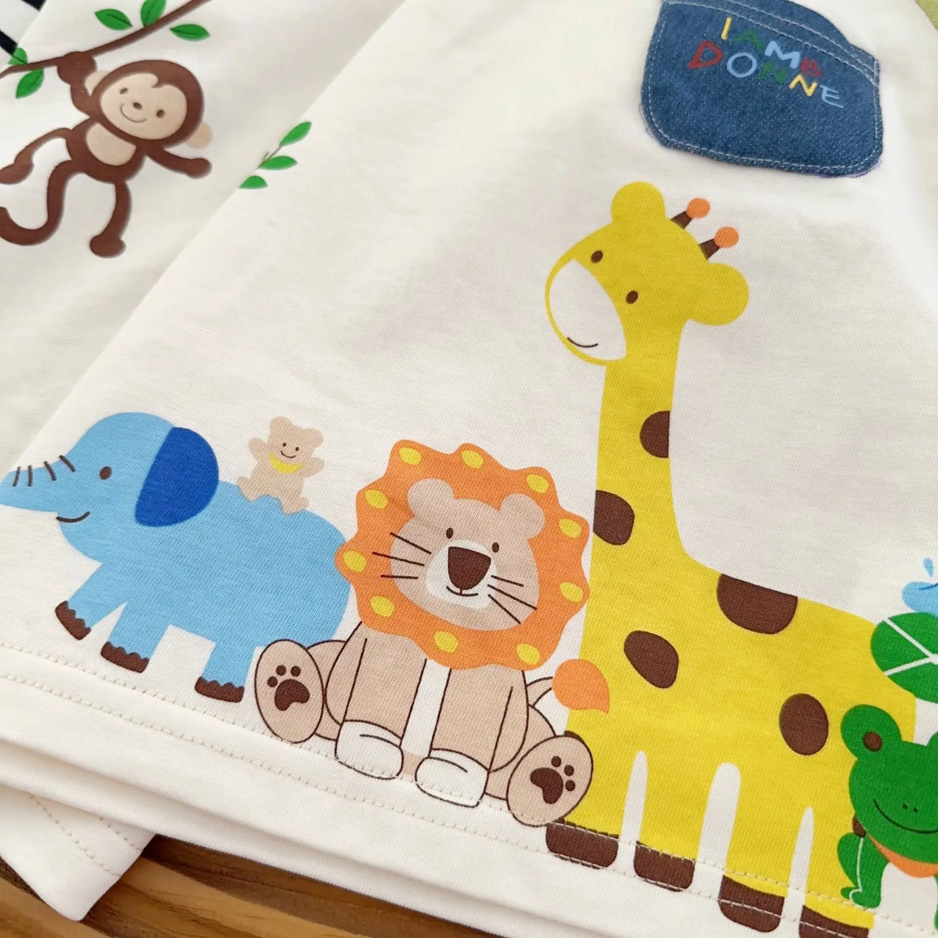 Beige Kids Long Sleeve T-Shirt with Animal Print