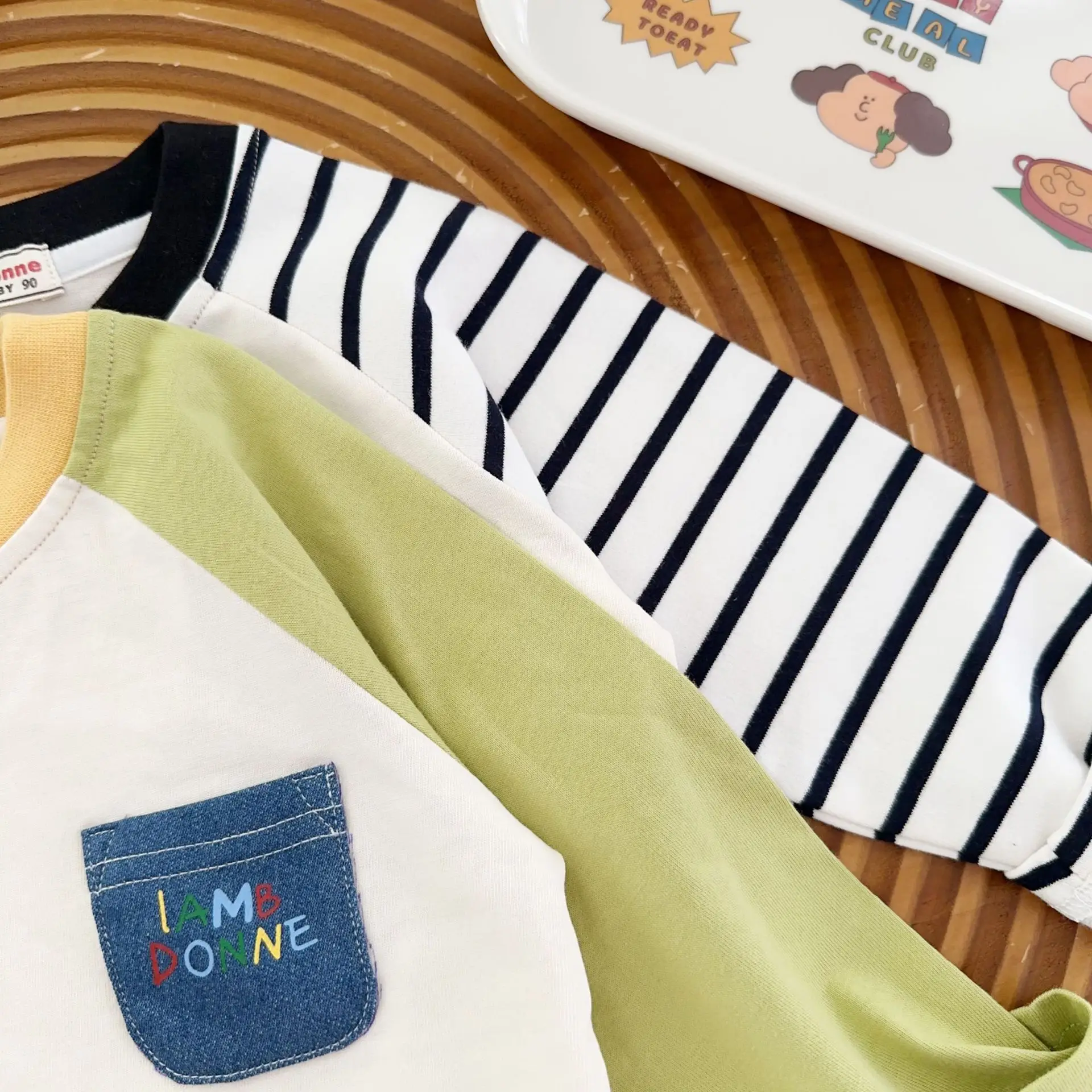 Beige Kids Long Sleeve T-Shirt with Animal Print — feature 20