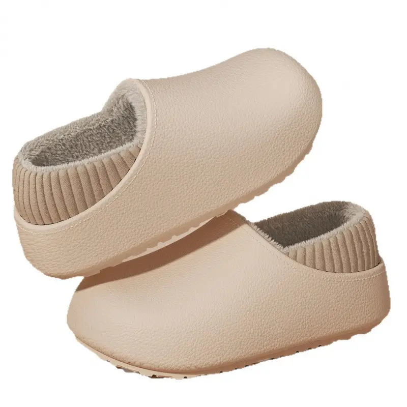 Waterproof Cotton Slippers Women Brown Winter Indoor - Image 14