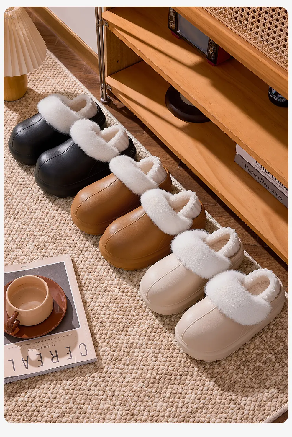 Waterproof Cotton Shoes for Women, Winter Outdoor Wear, Thick-Soled Home Indoor Slippers, Autumn and Winter Warm Heel-Covered Cotton Slippers for Women, Wholesale — feature 23