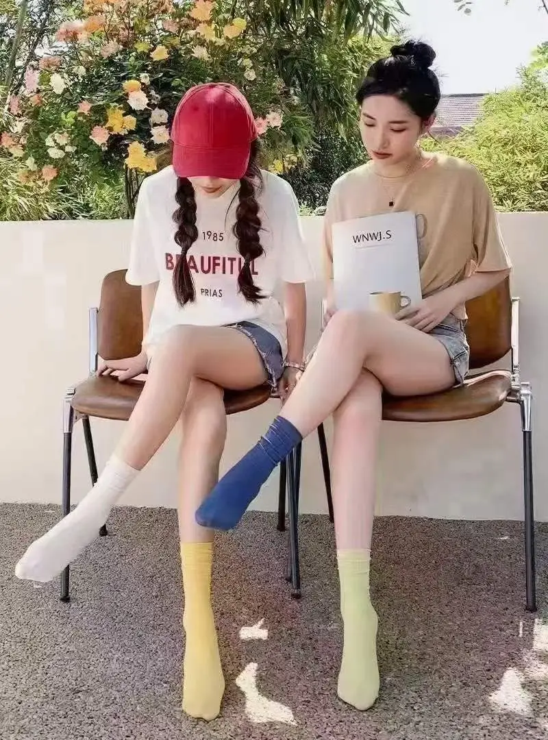 Zhuji Spring and Summer Socks for Women, Ice Silk Socks, Casual Versatile Candy-Colored Slouch Socks, Cool Breathable Mid-Calf Women's Socks — feature 1