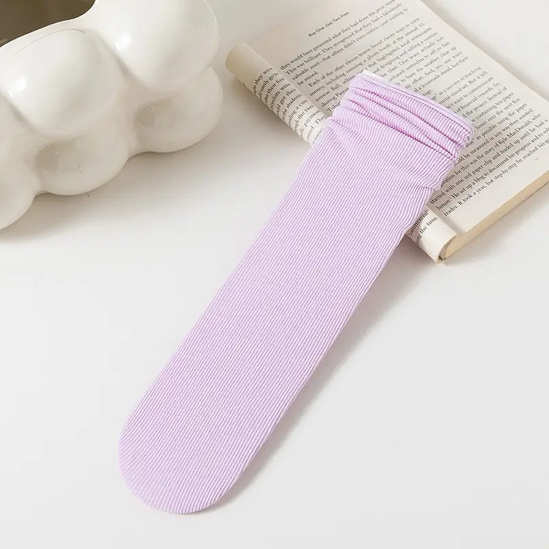 Zhuji Spring and Summer Socks for Women, Ice Silk Socks, Casual Versatile Candy-Colored Slouch Socks, Cool Breathable Mid-Calf Women's Socks