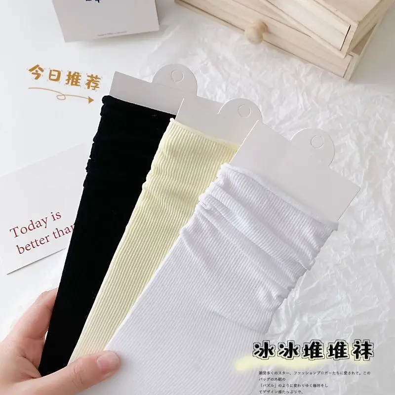 Zhuji Spring and Summer Socks for Women, Ice Silk Socks, Casual Versatile Candy-Colored Slouch Socks, Cool Breathable Mid-Calf Women's Socks