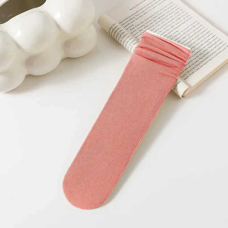 Zhuji Spring and Summer Socks for Women, Ice Silk Socks, Casual Versatile Candy-Colored Slouch Socks, Cool Breathable Mid-Calf Women's Socks