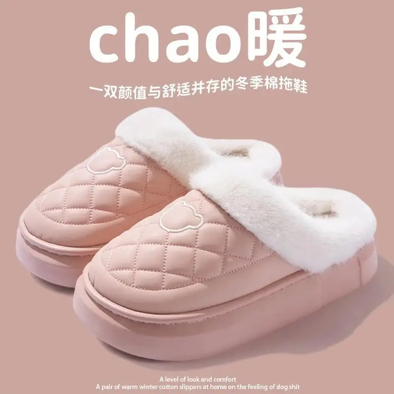 Waterproof Cotton Slippers for Women, New Winter Style for Home and Outdoor Use, Fleece-Lined, Warm, Soft-Soled, Non-Slip Cotton Shoes for Men - Image 14