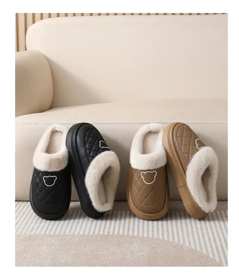 Waterproof Cotton Slippers for Women, New Winter Style for Home and Outdoor Use, Fleece-Lined, Warm, Soft-Soled, Non-Slip Cotton Shoes for Men — feature 14