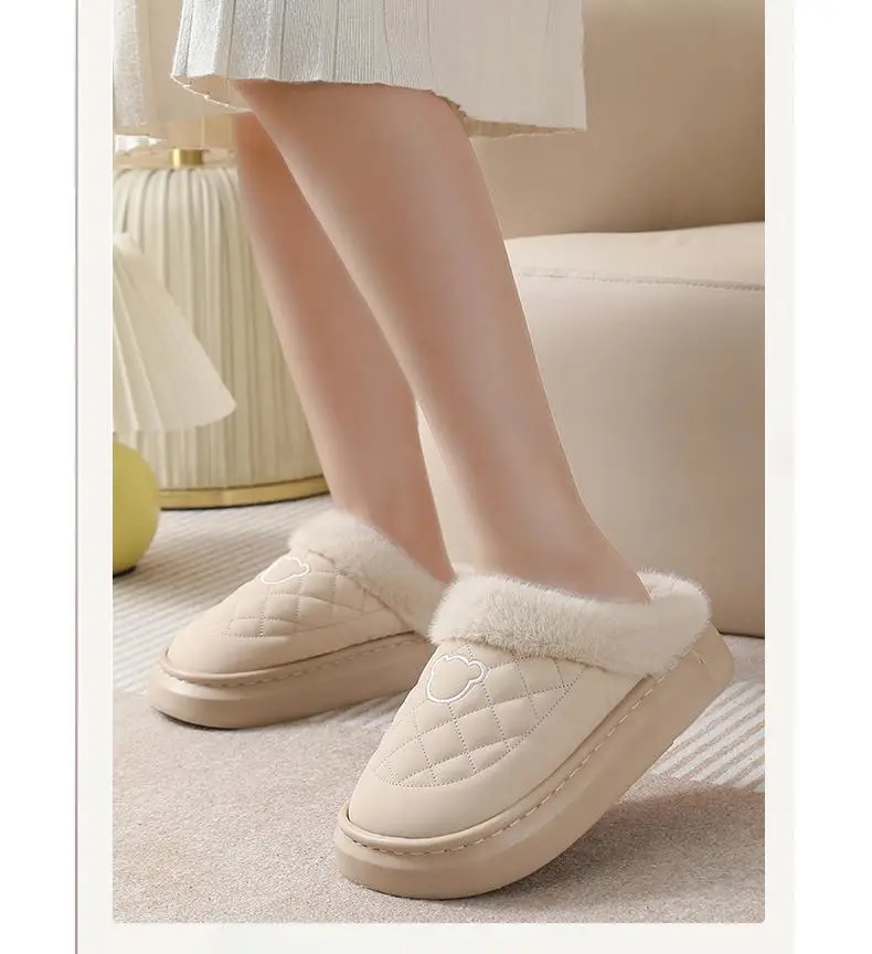Waterproof Cotton Slippers for Women, New Winter Style for Home and Outdoor Use, Fleece-Lined, Warm, Soft-Soled, Non-Slip Cotton Shoes for Men — feature 4