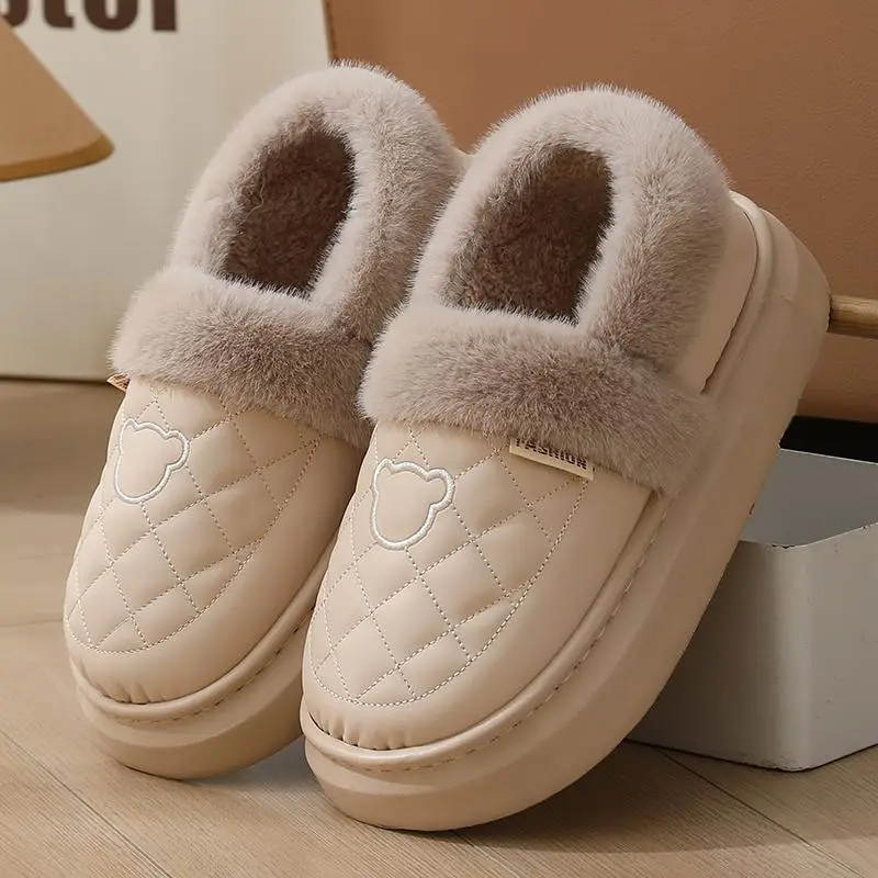 Waterproof Cotton Slippers for Women, New Winter Style for Home and Outdoor Use, Fleece-Lined, Warm, Soft-Soled, Non-Slip Cotton Shoes for Men - Image 10