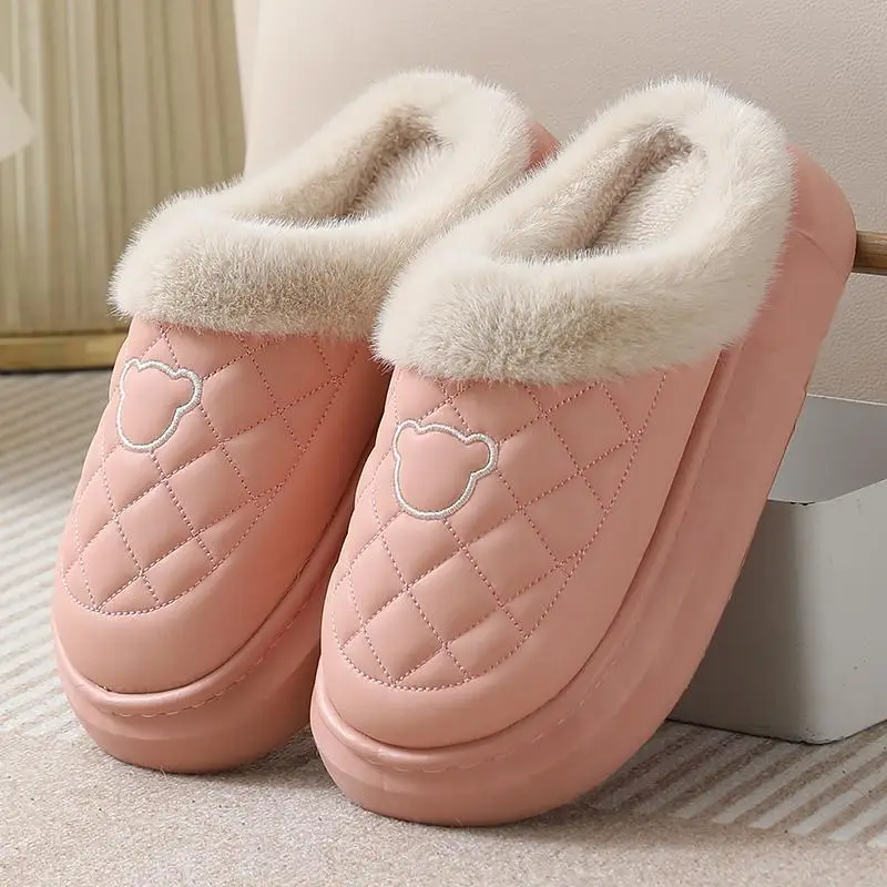 Waterproof Cotton Slippers for Women, New Winter Style for Home and Outdoor Use, Fleece-Lined, Warm, Soft-Soled, Non-Slip Cotton Shoes for Men - Image 2