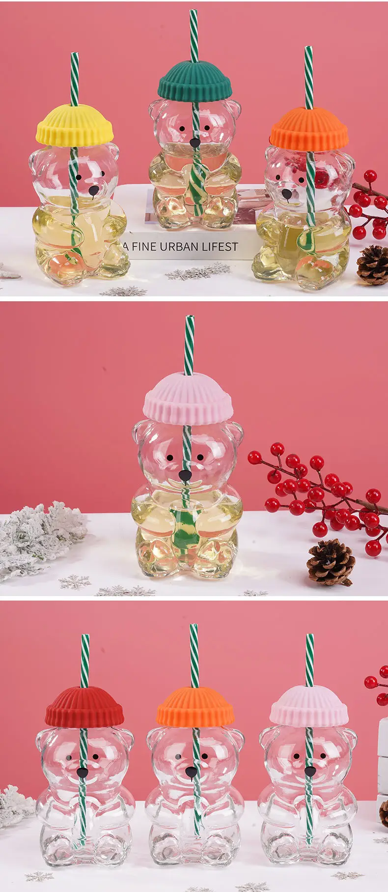 New Bear Cold Drink Cup Cartoon Anime Glass Cup Portable Creative Design Cup Coffee Cup Bear Cup — feature 5
