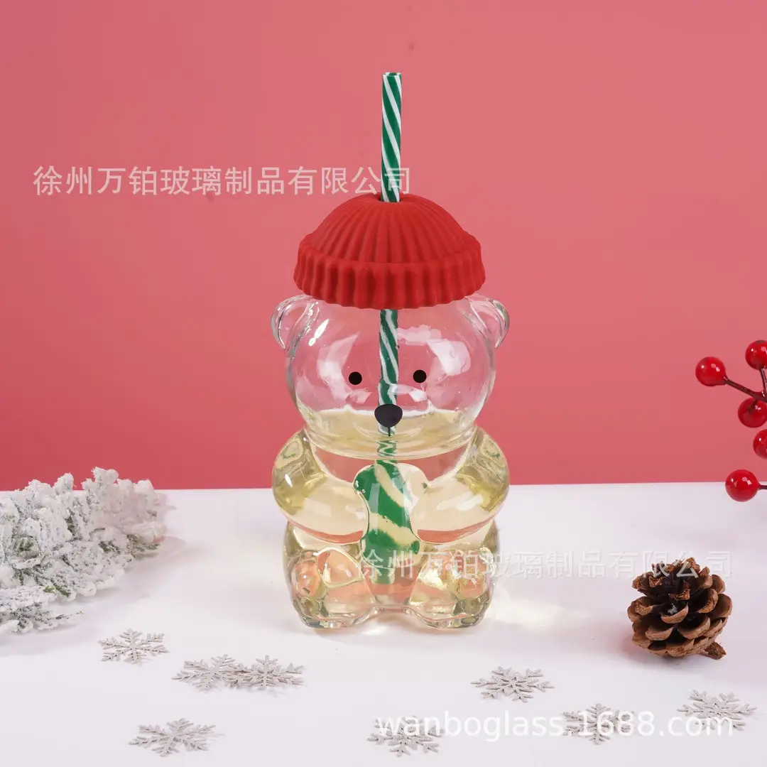 New Bear Cold Drink Cup Cartoon Anime Glass Cup Portable Creative Design Cup Coffee Cup Bear Cup