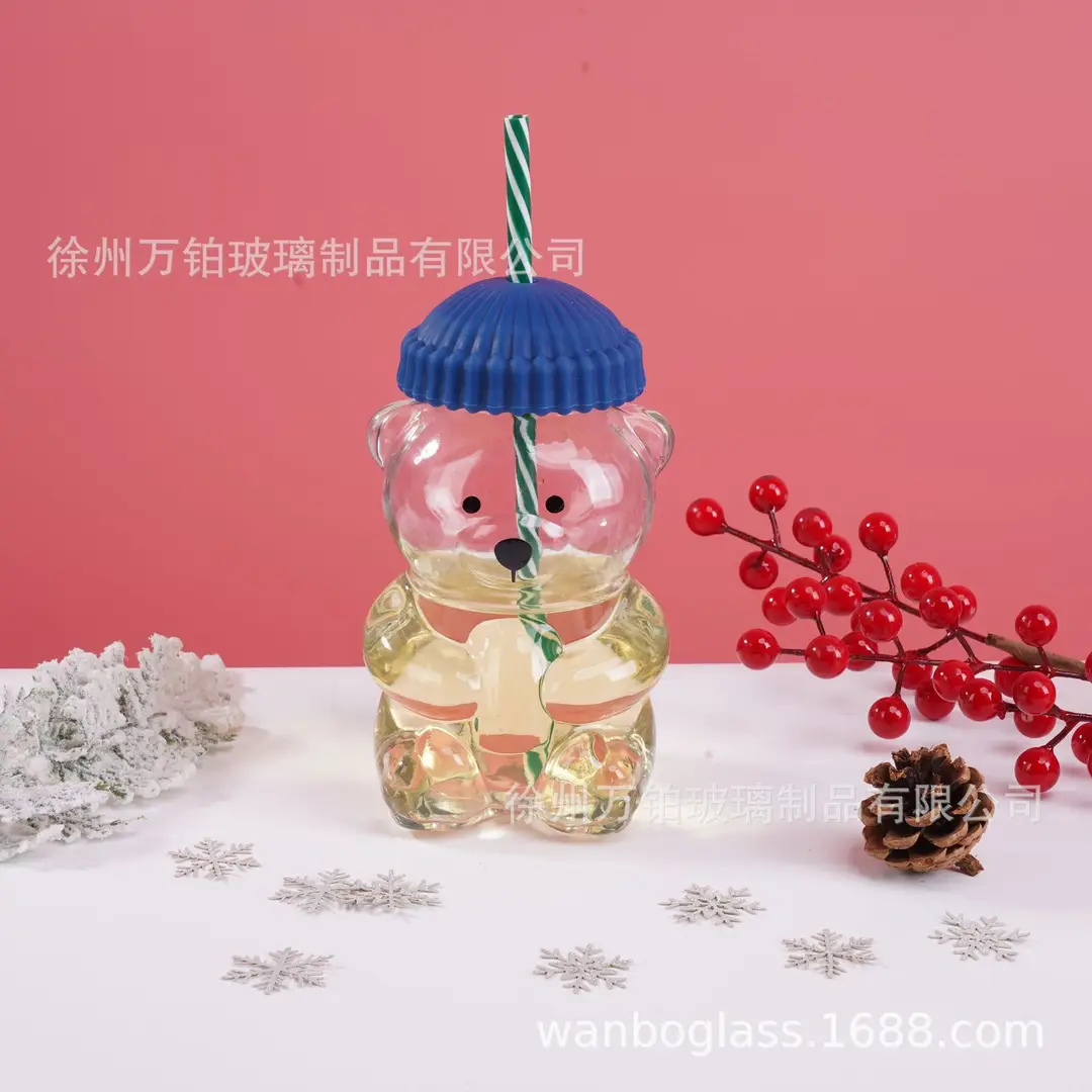 New Bear Cold Drink Cup Cartoon Anime Glass Cup Portable Creative Design Cup Coffee Cup Bear Cup