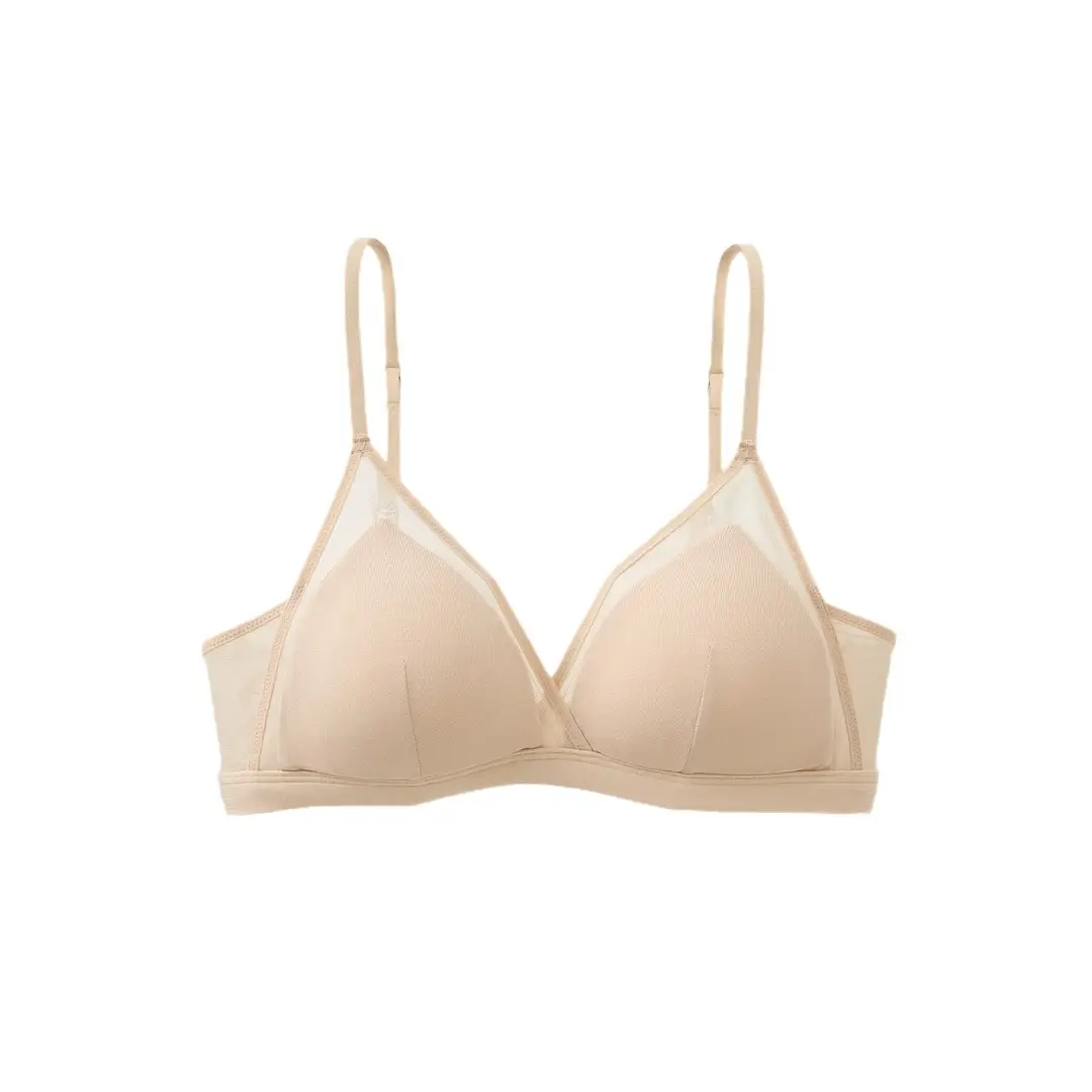 Y Seven Cotton Authentic French Style Triangle Cup Bra for Women, Thin and Slimming, Wireless, Anti-Sagging, Side Breast Gathering Bra