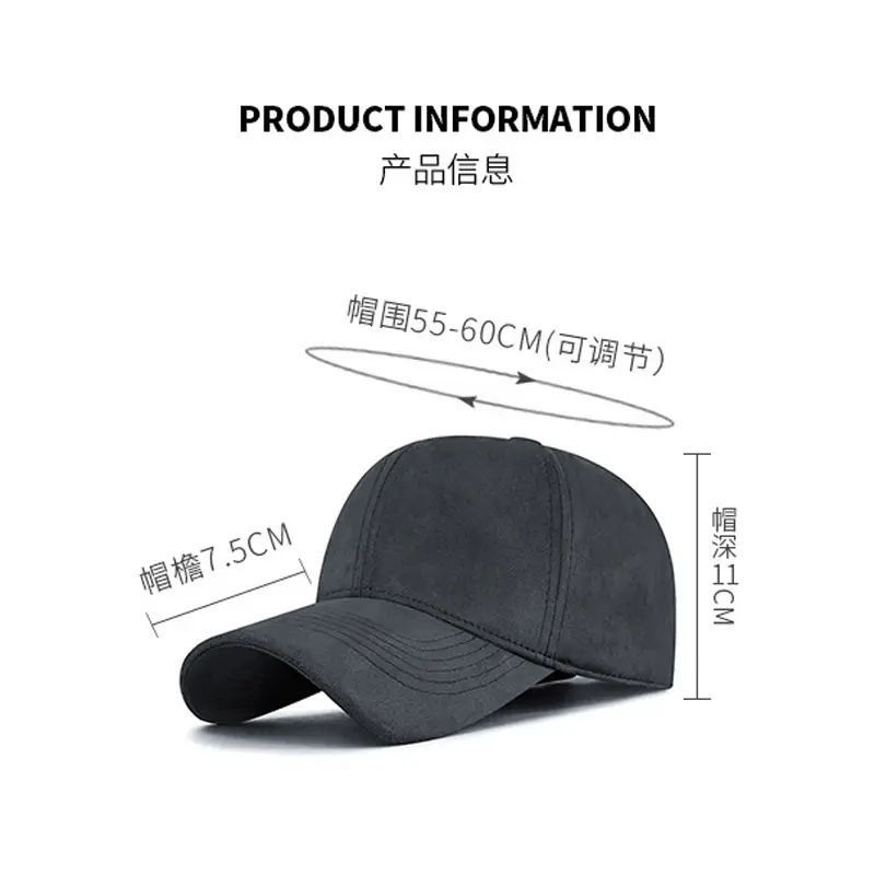 Men Velvet Baseball Cap Navy Blue Winter Warm - Image 11
