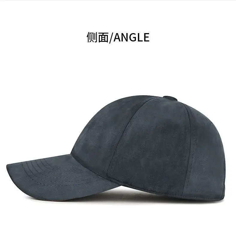 Men Velvet Baseball Cap Navy Blue Winter Warm — feature 10