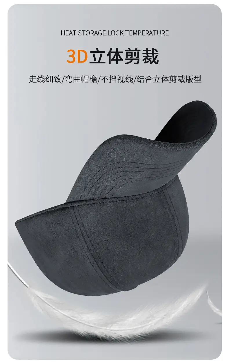 Men Velvet Baseball Cap Navy Blue Winter Warm — feature 6