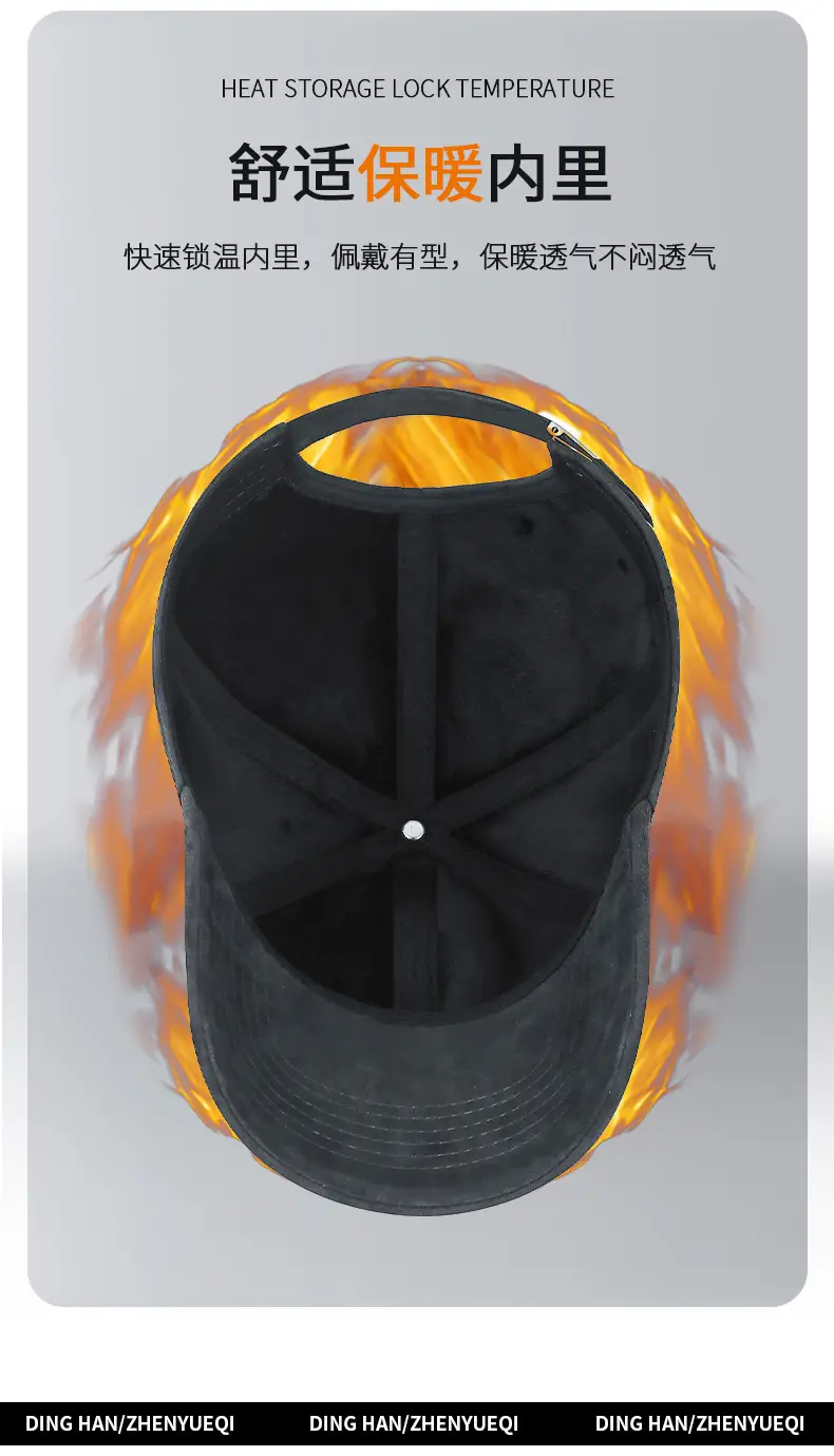 Men Velvet Baseball Cap Navy Blue Winter Warm — feature 7