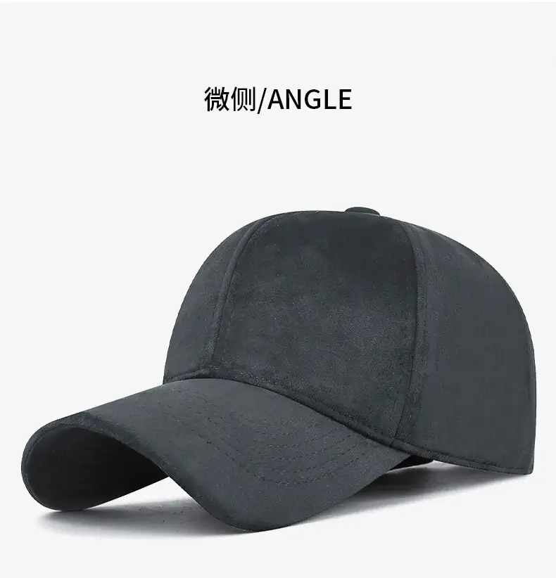 Men Velvet Baseball Cap Navy Blue Winter Warm — feature 9